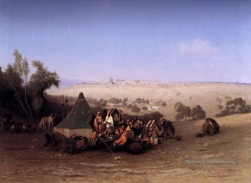  arabe - Un campement d’Arabe sur le mont des Oliviers avec Jérusalem au delà Charles Théodore Frère